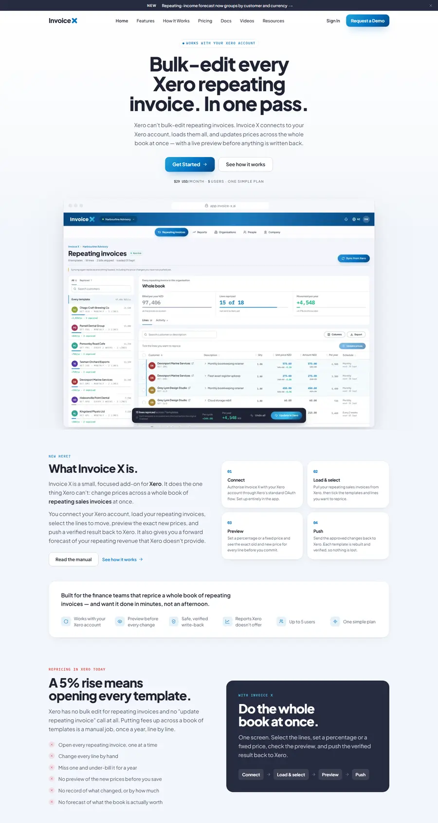 Invoice X website home page